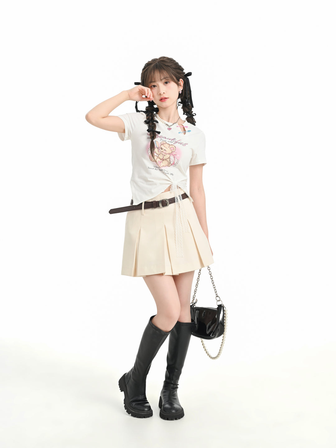 Sweetheart High Waist Pleated Skirt-ntbhshop