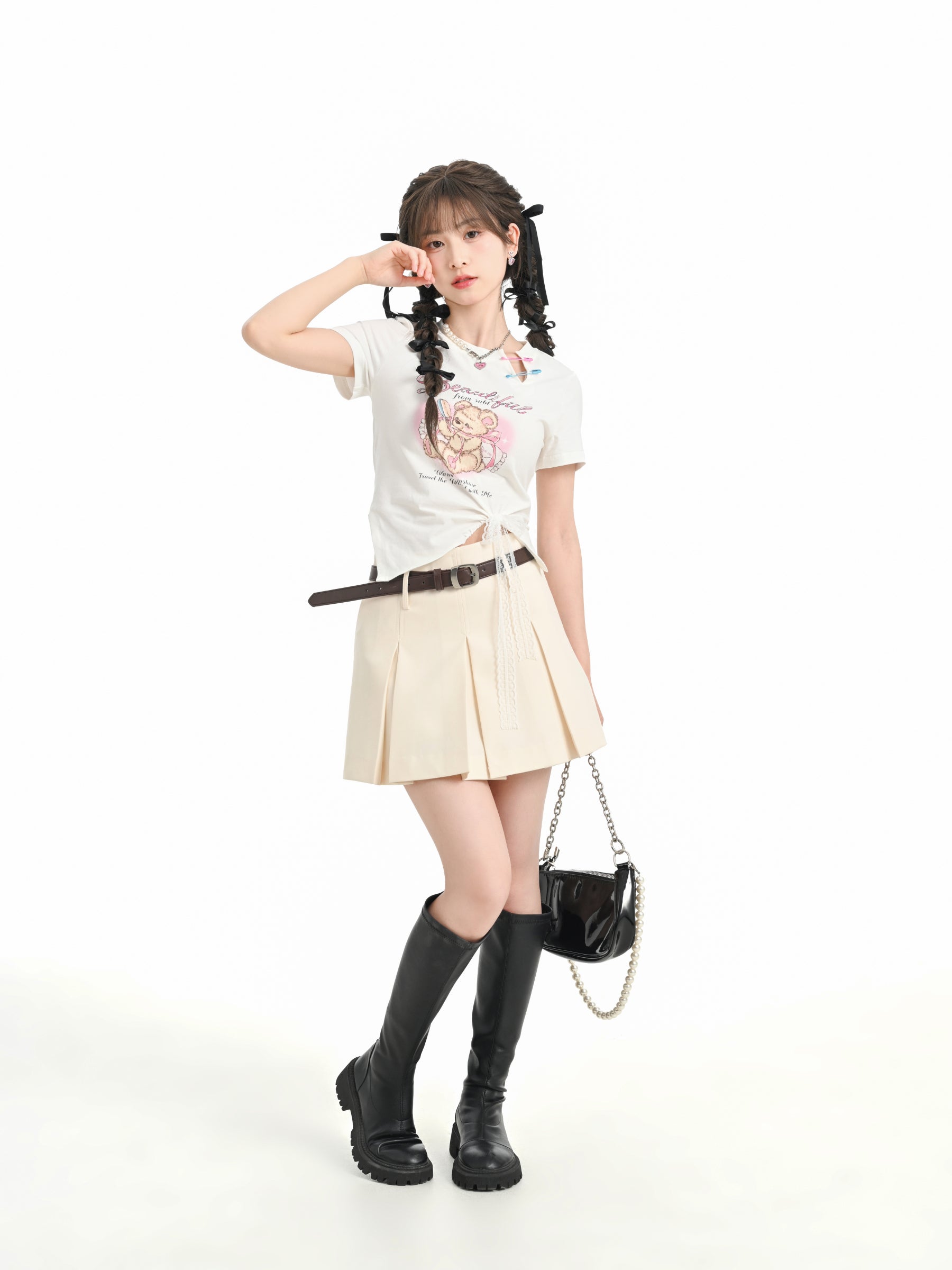 Sweetheart High Waist Pleated Skirt-ntbhshop