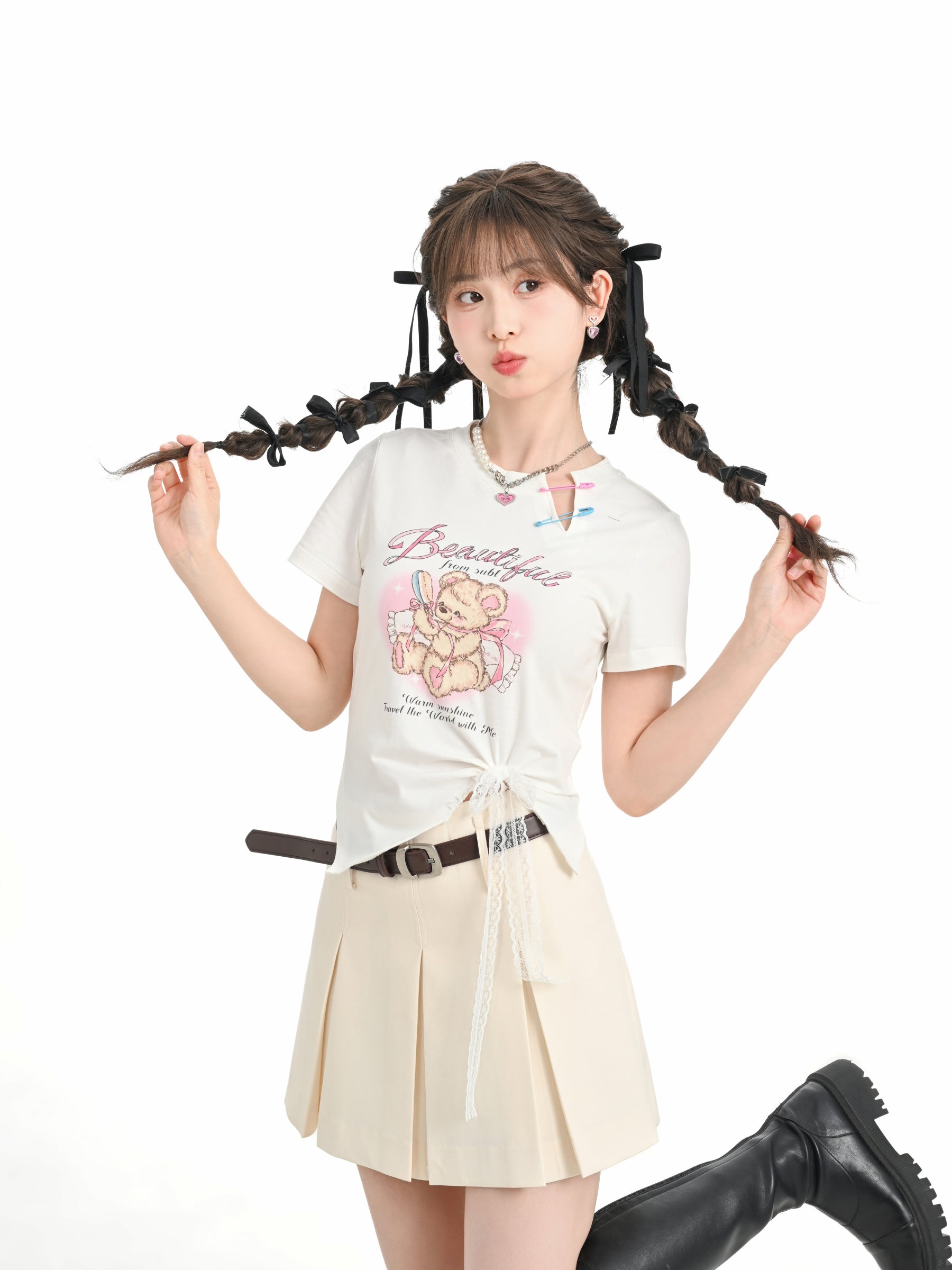 Sweetheart High Waist Pleated Skirt-ntbhshop