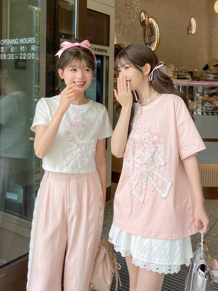 Tulip Breeze Pastel Wrinkled Wide Pants-ntbhshop