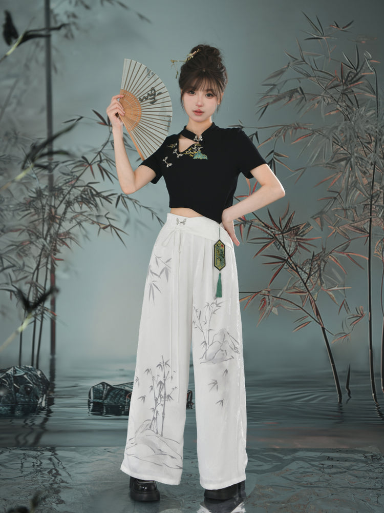 Bamboo Shadow Wide Leg Drape Pants-ntbhshop