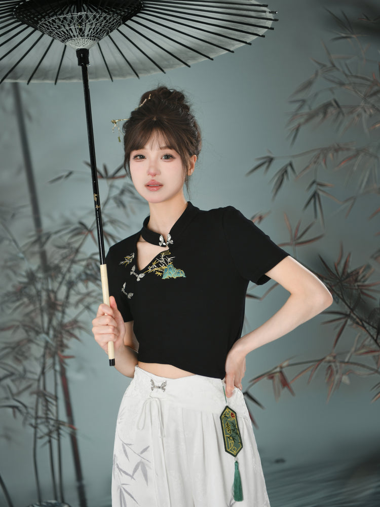 Bamboo Shadow Chinese Style Slim Fit Crop Top-ntbhshop