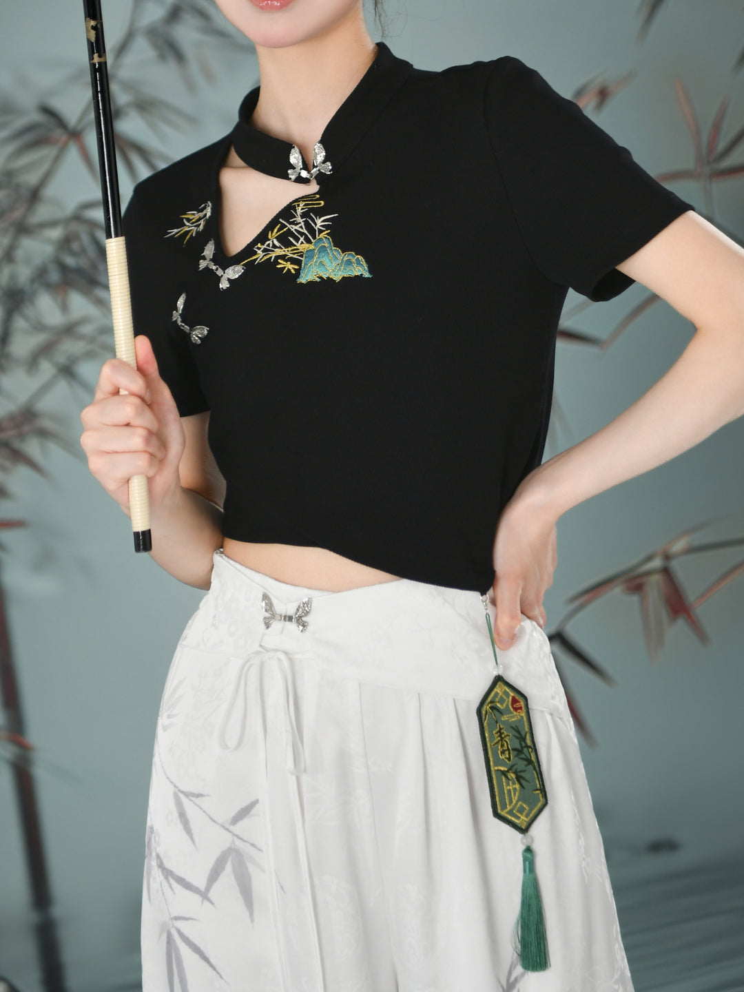 Bamboo Shadow Wide Leg Drape Pants-ntbhshop