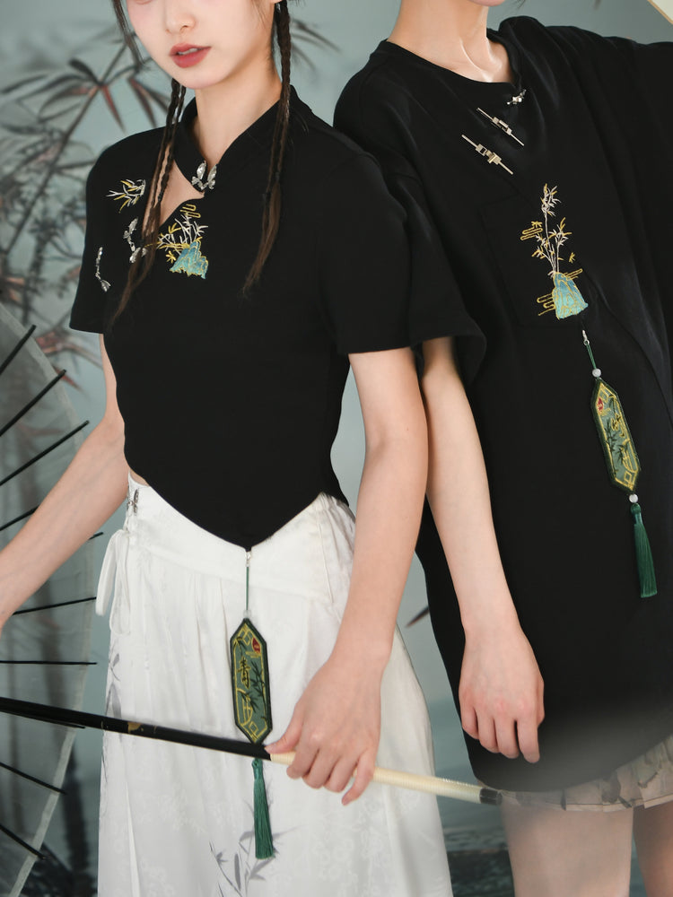 Bamboo Shadow Chinese Style Slim Fit Crop Top-ntbhshop