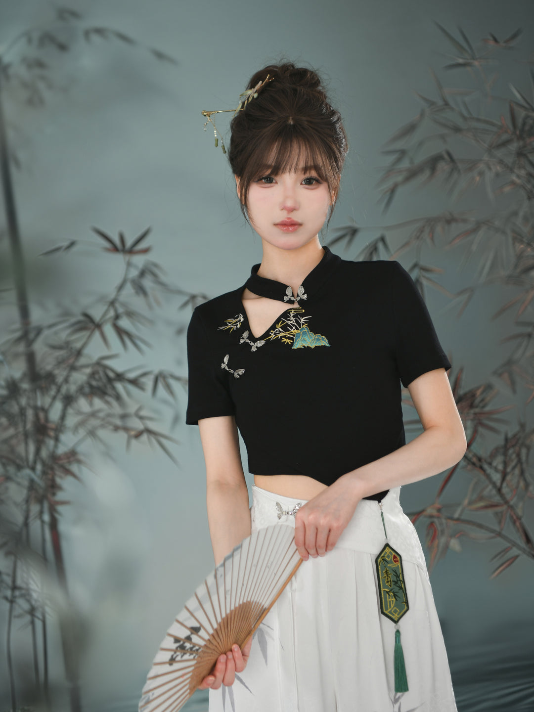 Bamboo Shadow Chinese Style Slim Fit Crop Top-ntbhshop