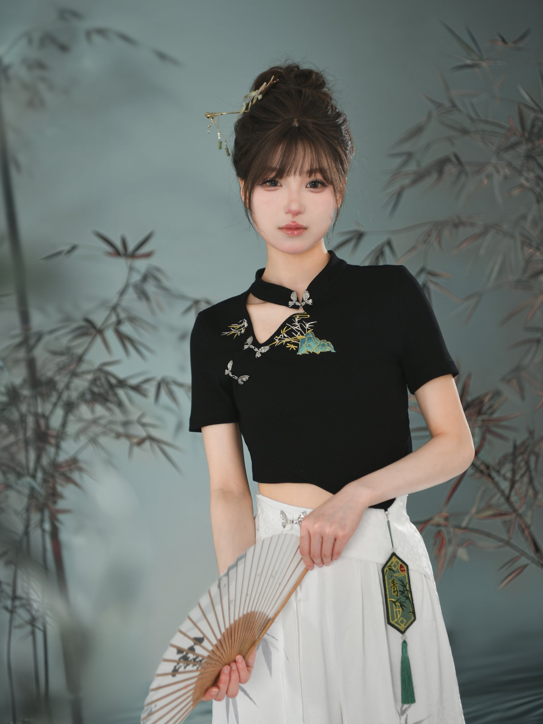 Bamboo Shadow Chinese Style Slim Fit Crop Top-ntbhshop