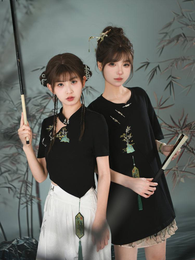 Bamboo Shadow Chinese Style Slim Fit Crop Top-ntbhshop