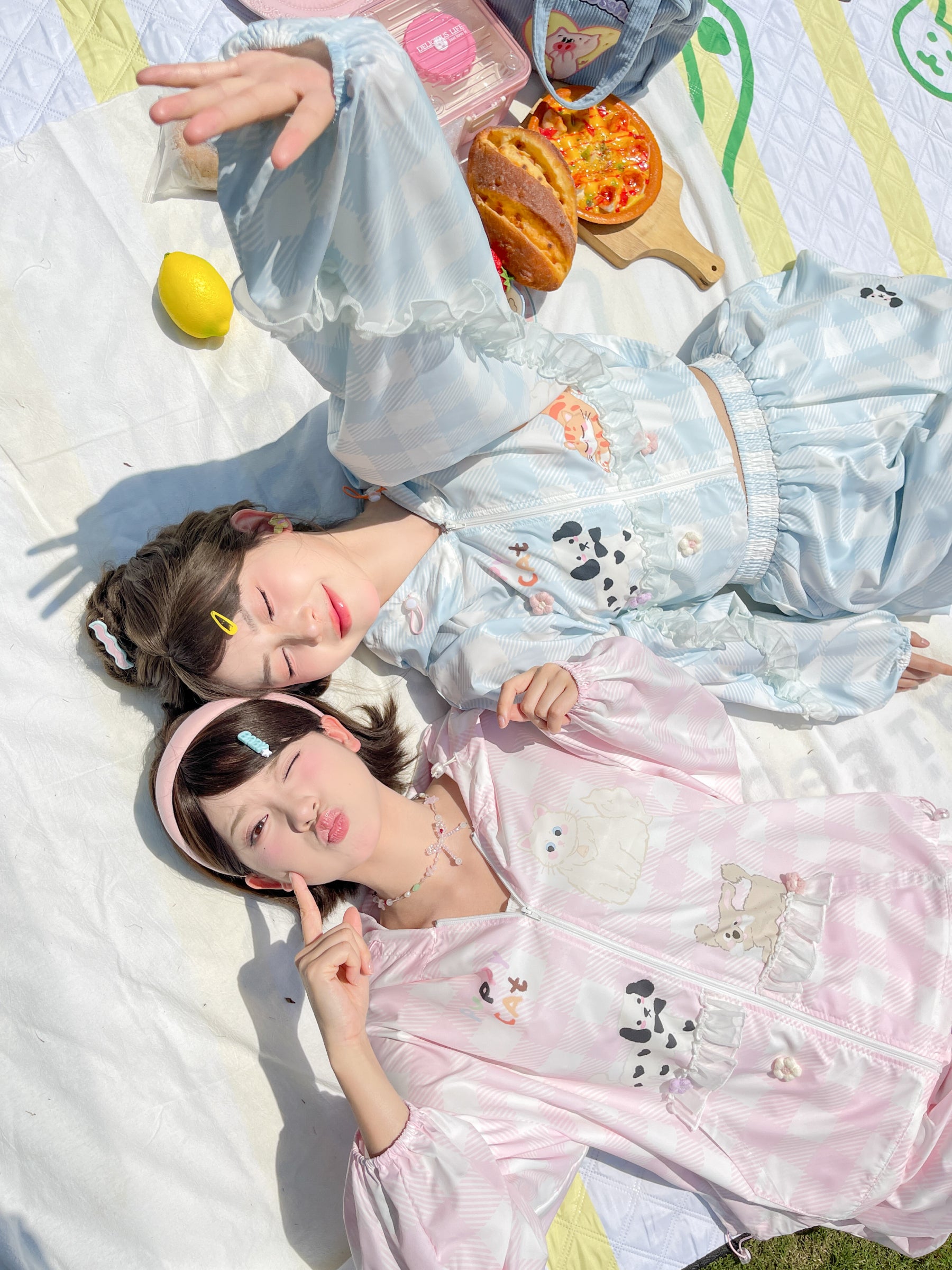 Puppy Cat Party Plaid UPF50+ Hooded Jackets-ntbhshop