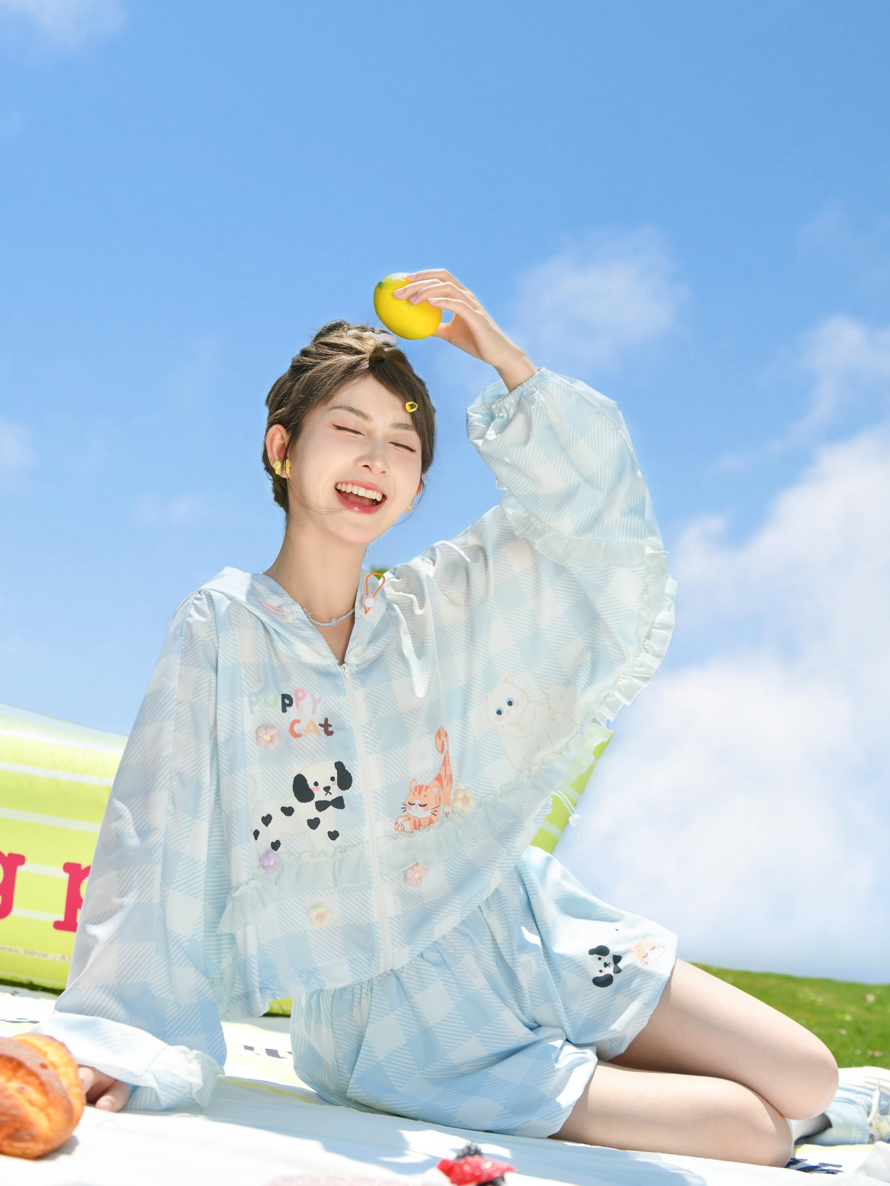 Puppy Cat Party Plaid UPF50+ Hooded Jackets-ntbhshop