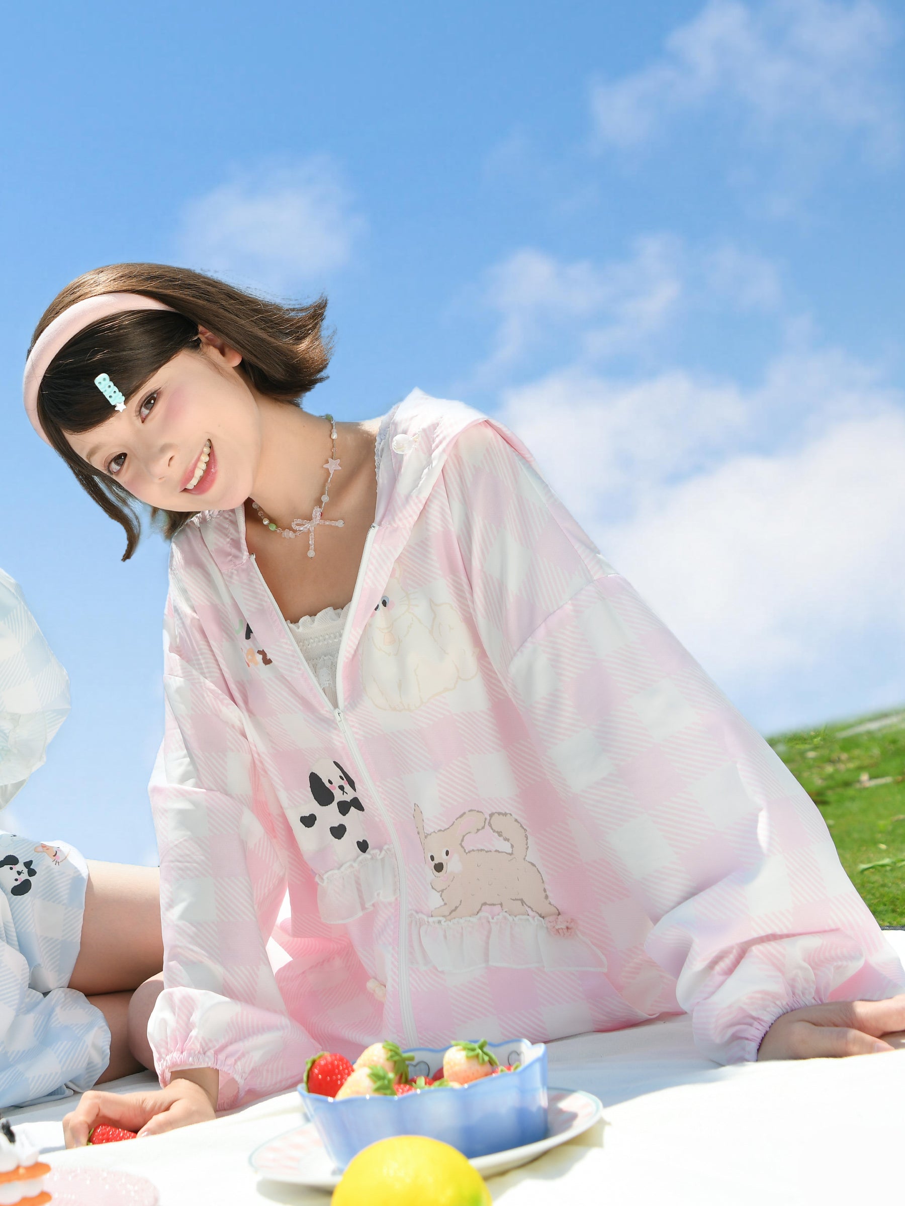 Puppy Cat Party Plaid UPF50+ Hooded Jackets-ntbhshop