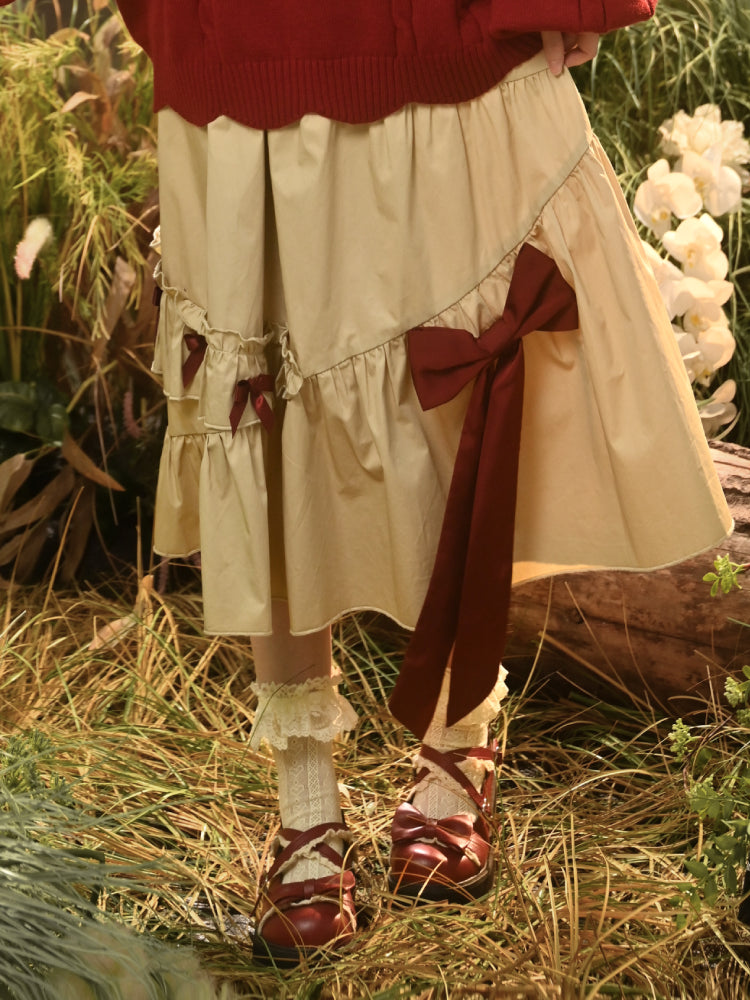 Ribbon Tale Layered Midi Skirt-ntbhshop