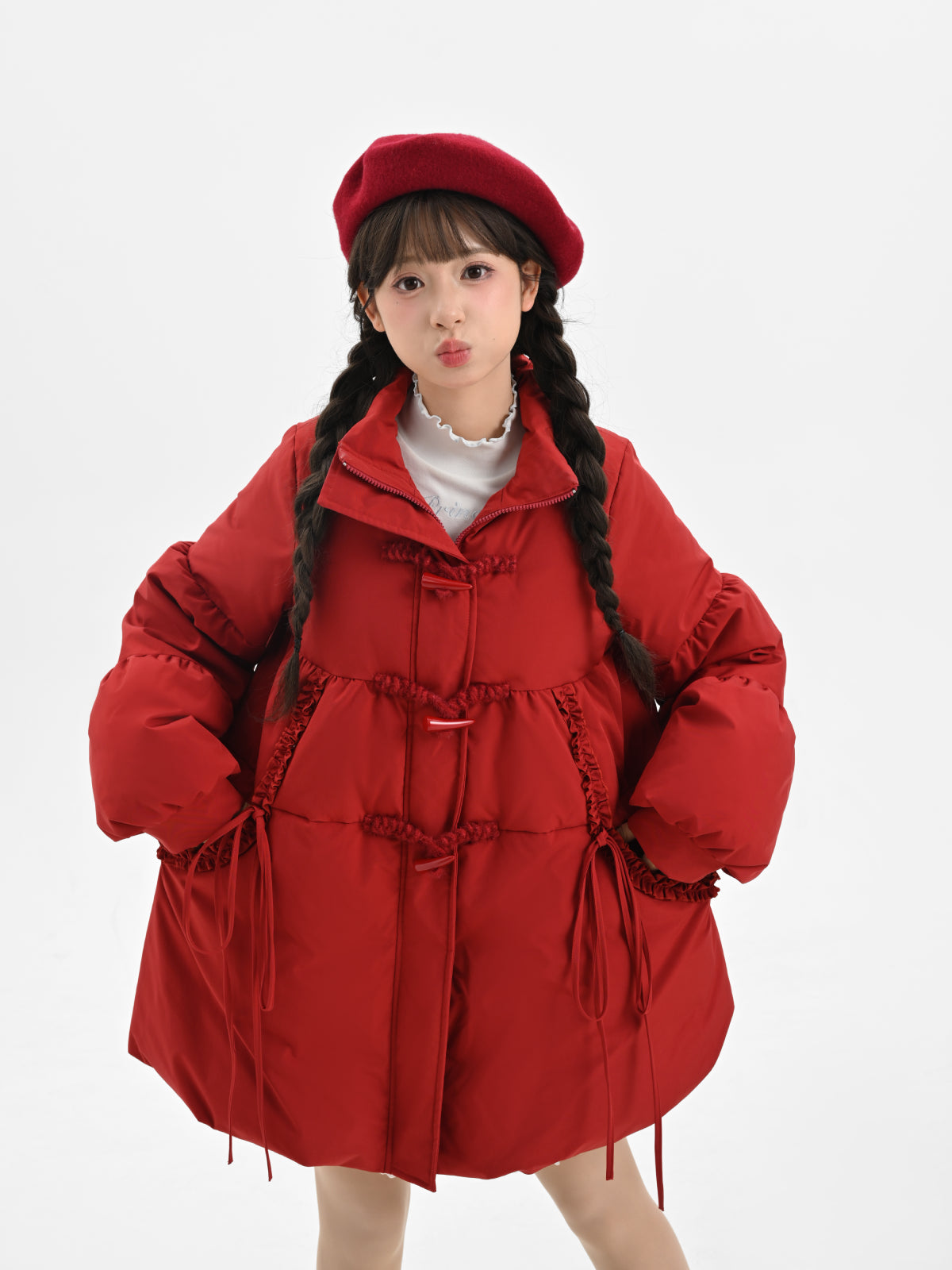 Little Red Riding Hood Down Coat with Detachable Hood-ntbhshop