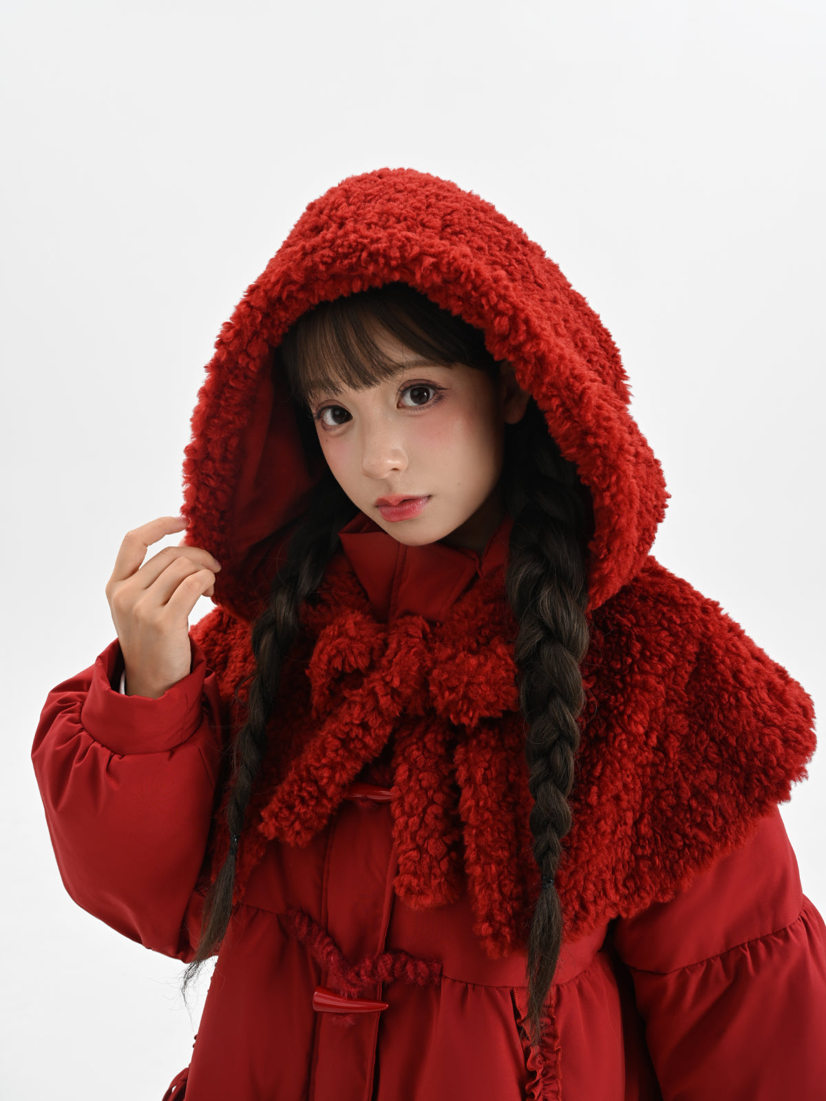 Little Red Riding Hood Down Coat with Detachable Hood-ntbhshop