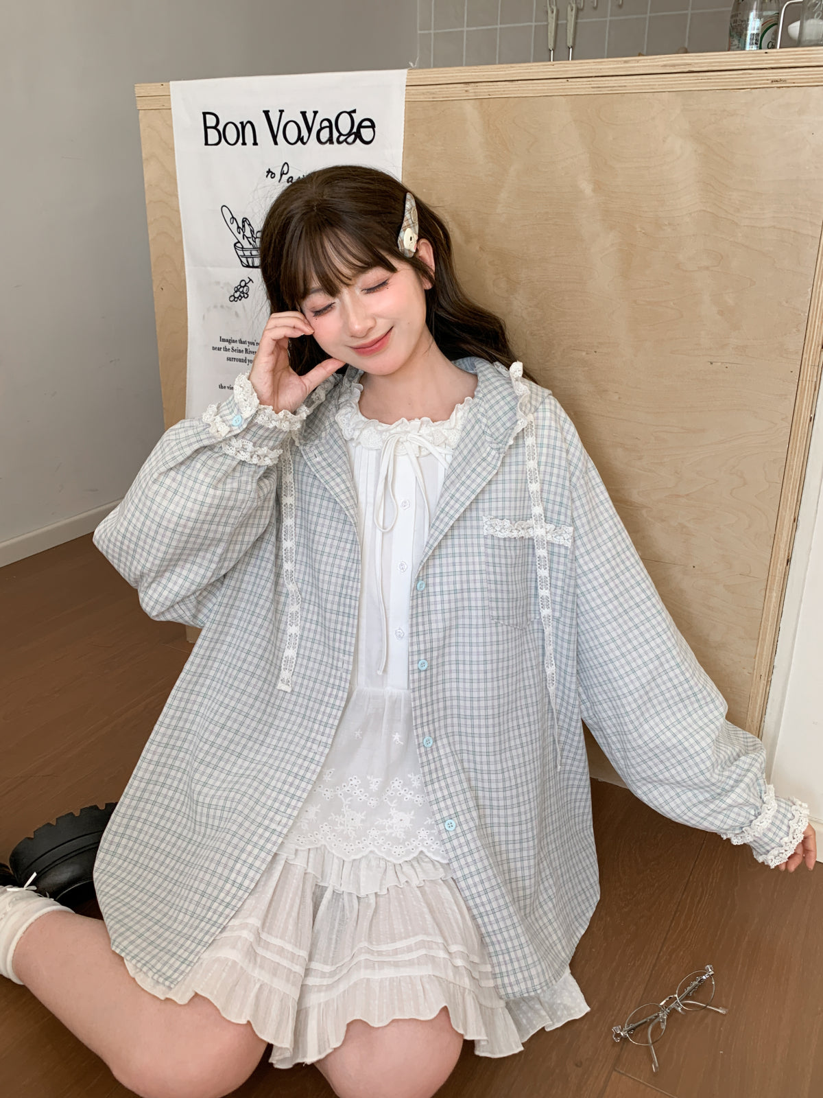 Soft Toast Plaid Hooded Shirt-Outerwear-ntbhshop