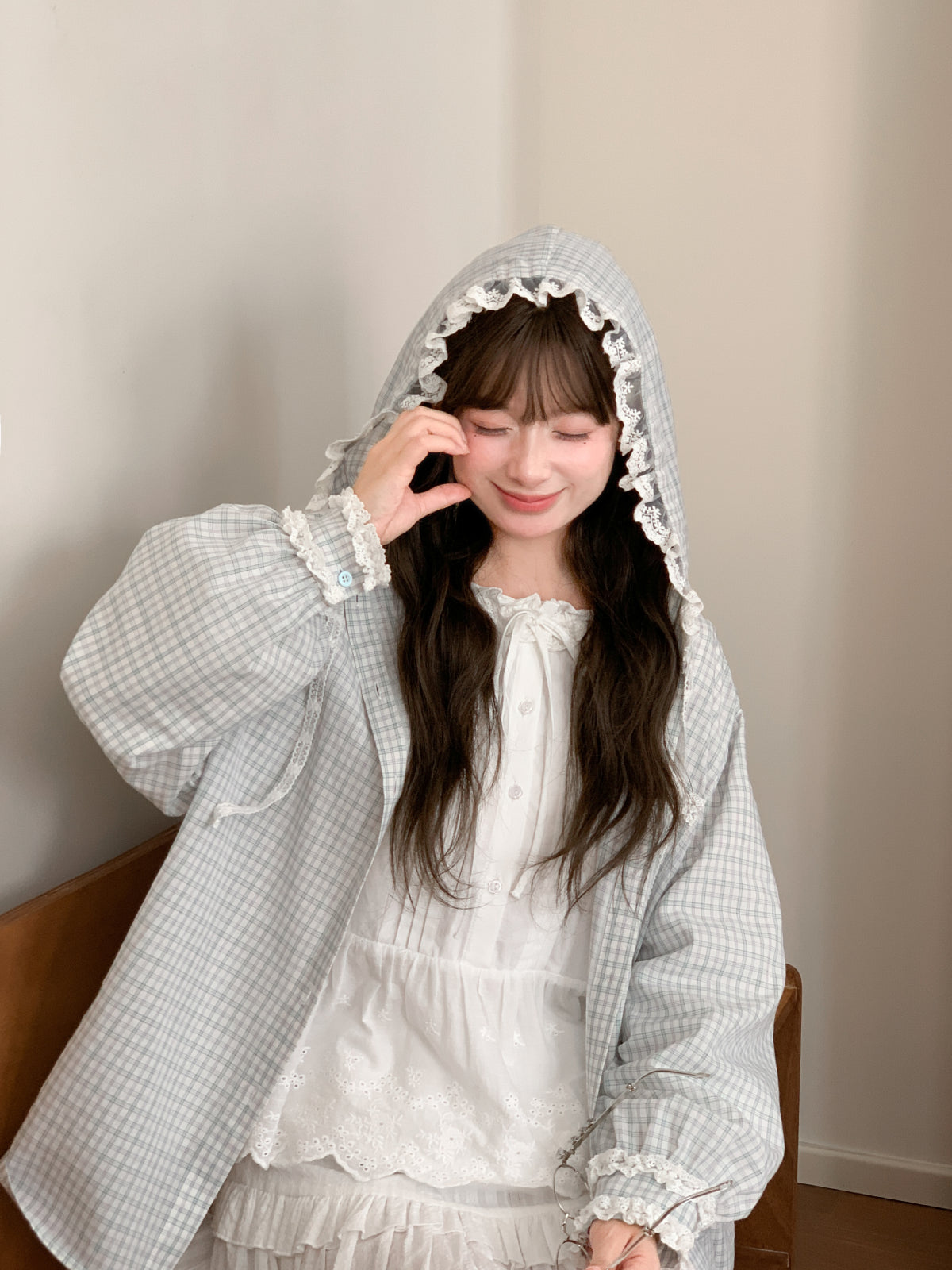 Soft Toast Plaid Hooded Shirt-Outerwear-ntbhshop