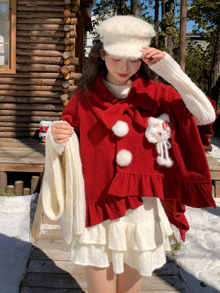Purrfect Bow Wool Capes-ntbhshop