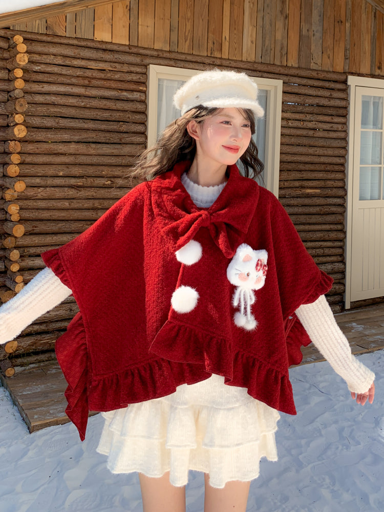 Purrfect Bow Wool Capes-ntbhshop