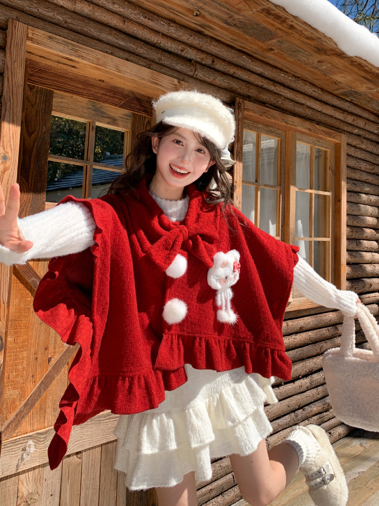 Purrfect Bow Wool Capes-ntbhshop