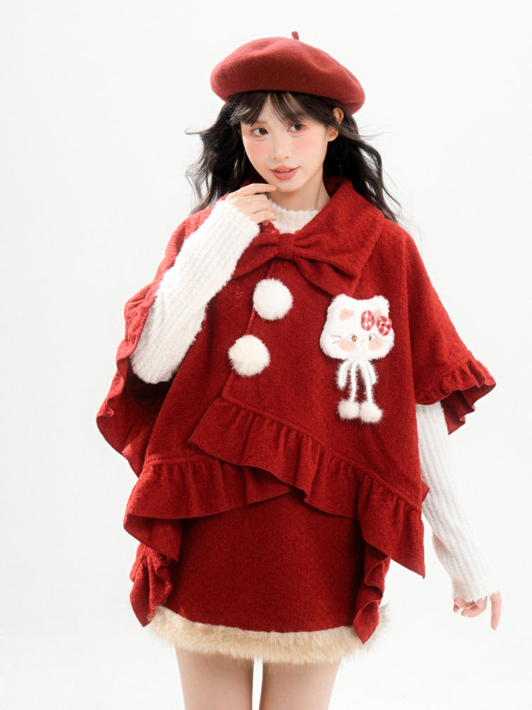 Purrfect Bow Wool Capes-ntbhshop