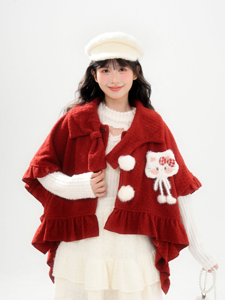 Purrfect Bow Wool Capes-ntbhshop