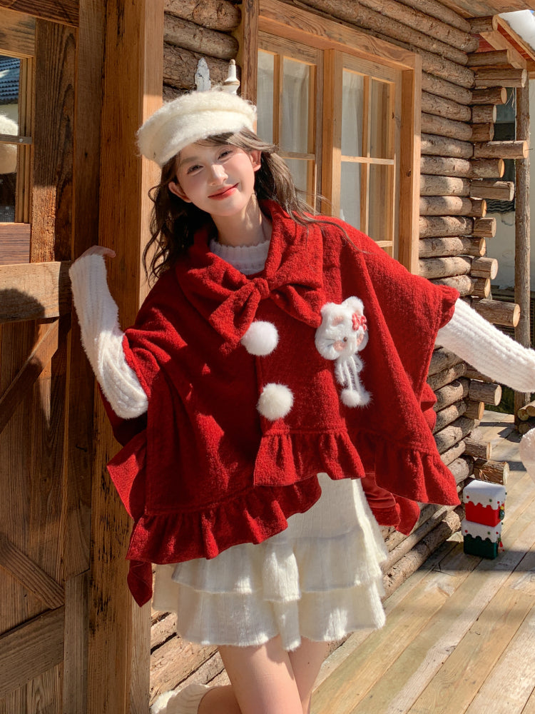 Purrfect Bow Wool Capes-ntbhshop