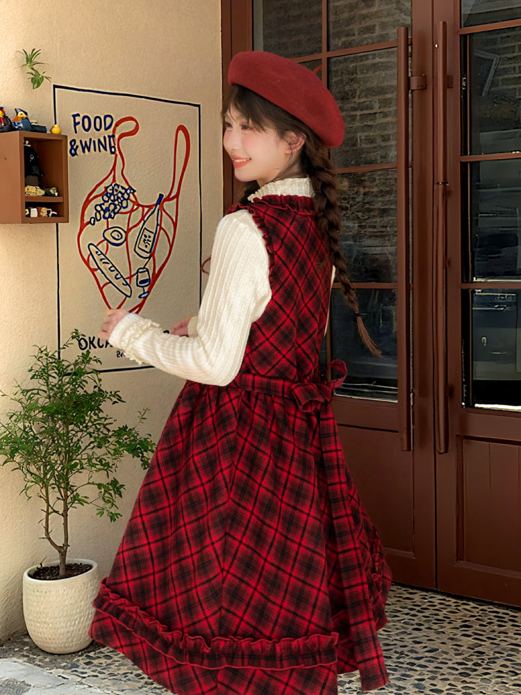 Christmas Chalet Plaid Midi Dress-ntbhshop