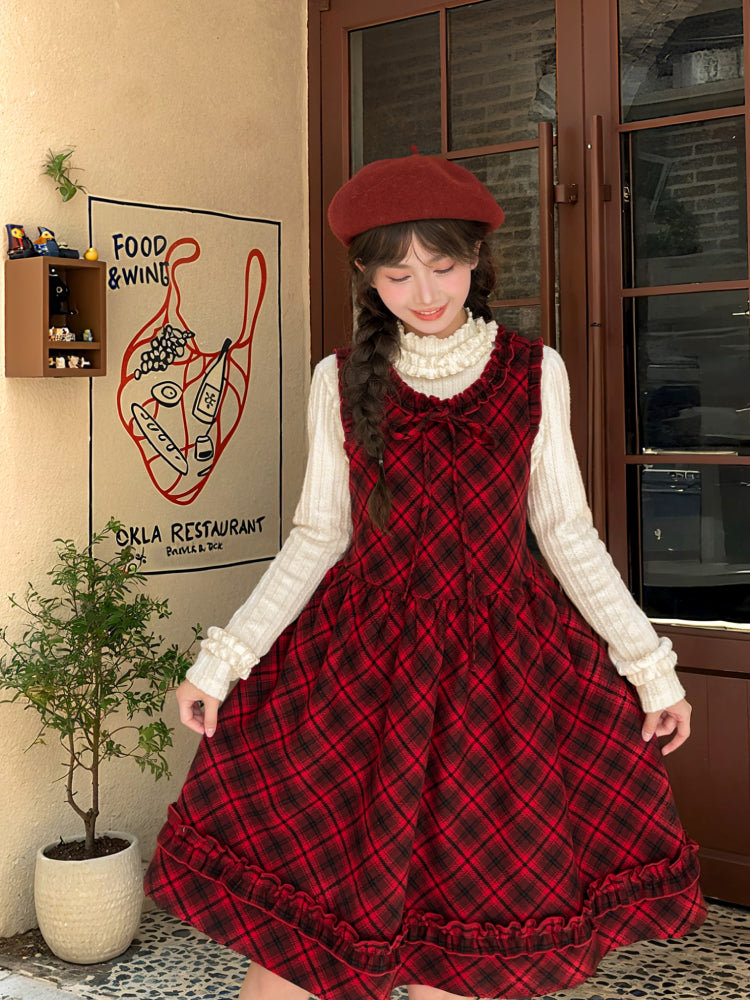 Christmas Chalet Plaid Midi Dress-ntbhshop