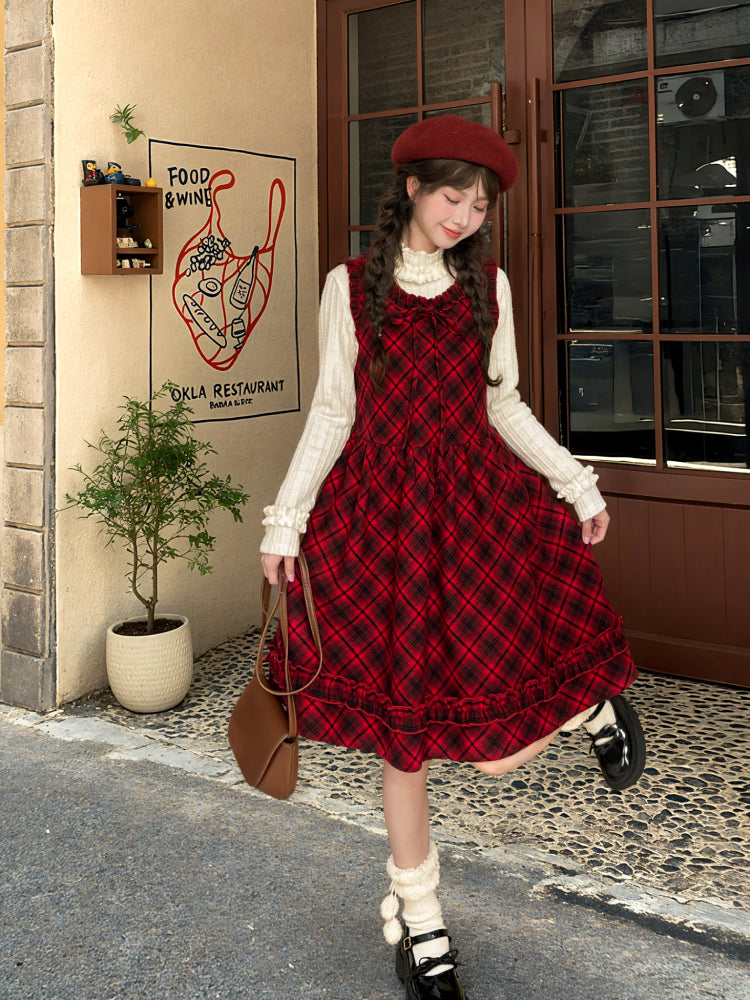 Christmas Chalet Plaid Midi Dress-ntbhshop