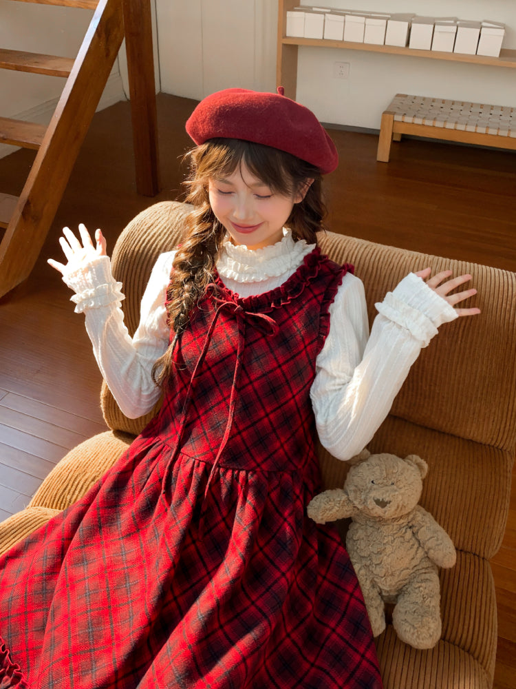 Christmas Chalet Plaid Midi Dress-ntbhshop