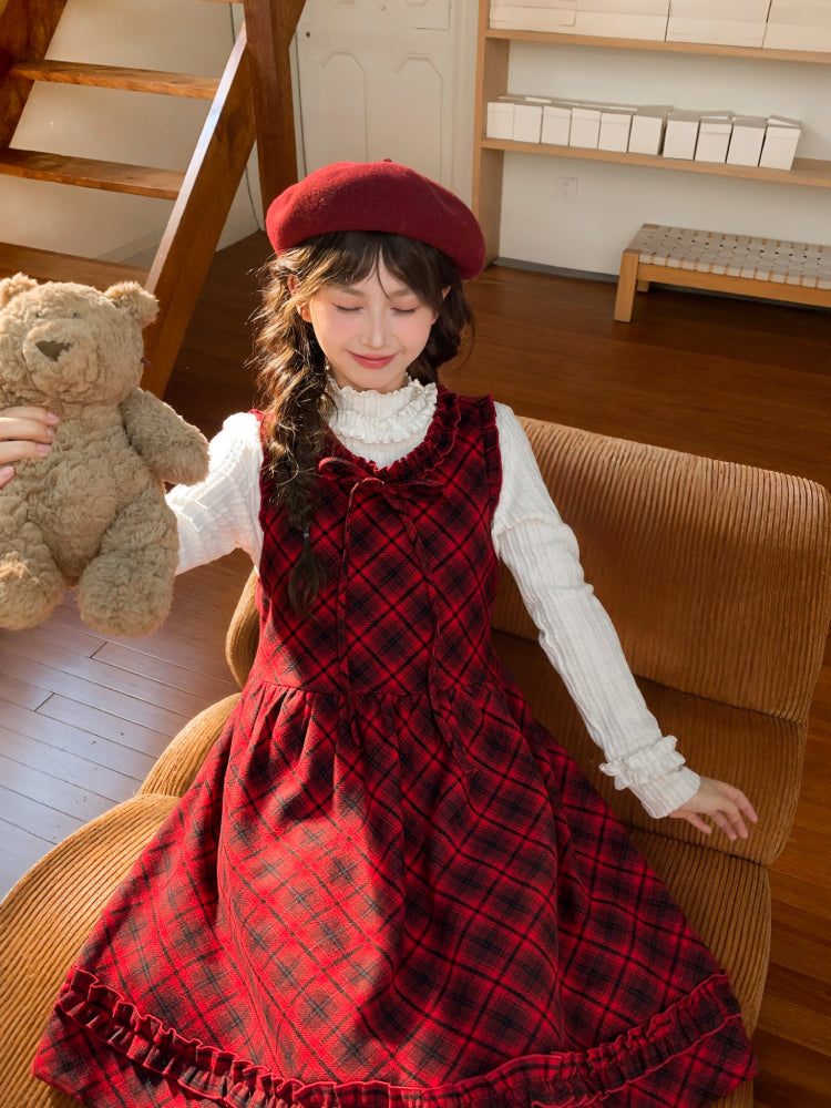 Christmas Chalet Plaid Midi Dress-ntbhshop