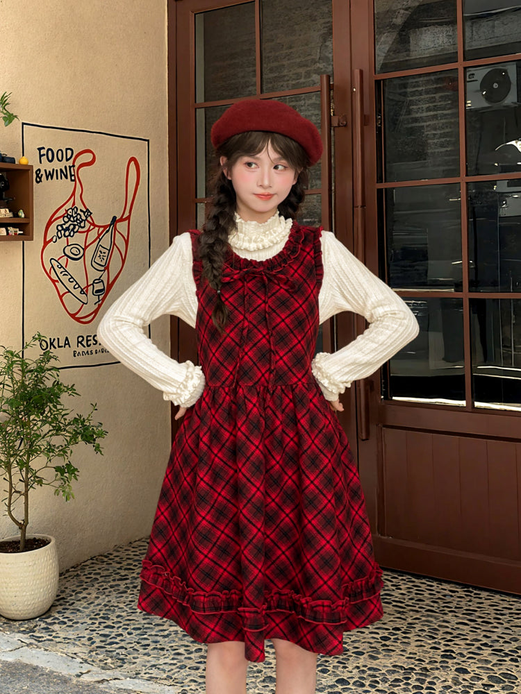 Christmas Chalet Plaid Midi Dress-ntbhshop