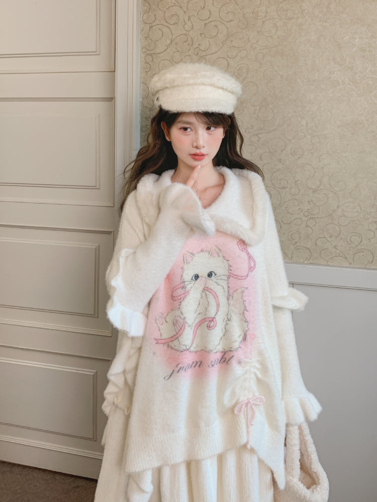 Angel Whiskers Ribbon Knit Sweater-ntbhshop