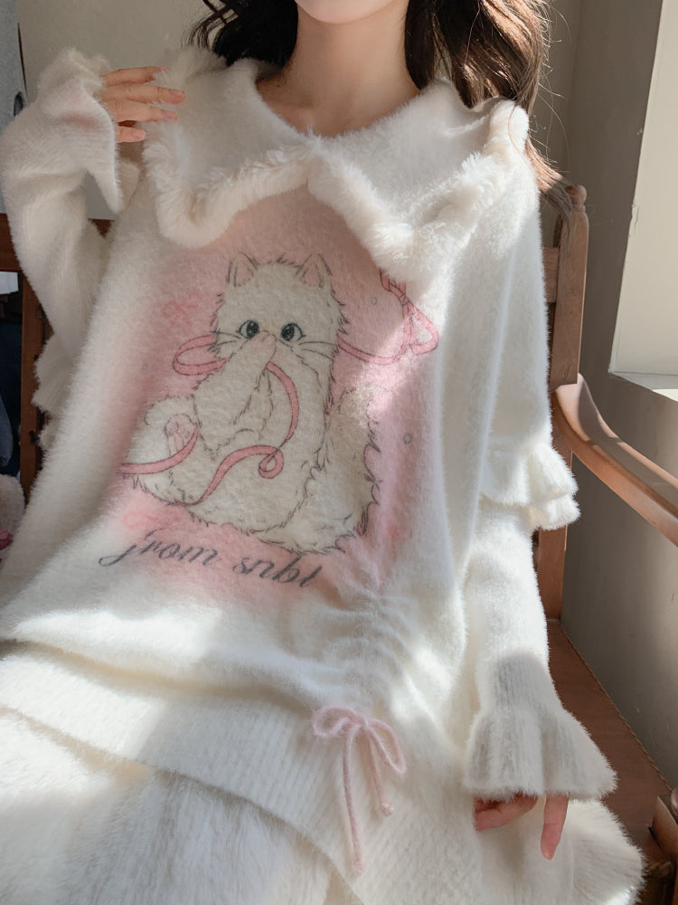 Angel Whiskers Ribbon Knit Sweater-ntbhshop