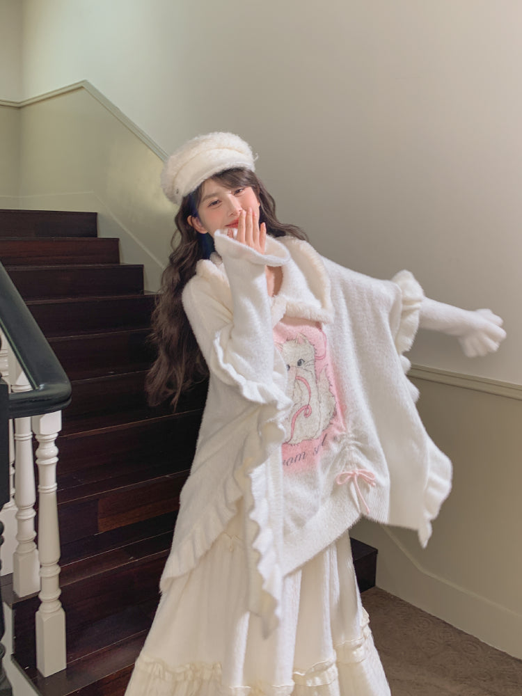 Angel Whiskers Ribbon Knit Sweater-ntbhshop