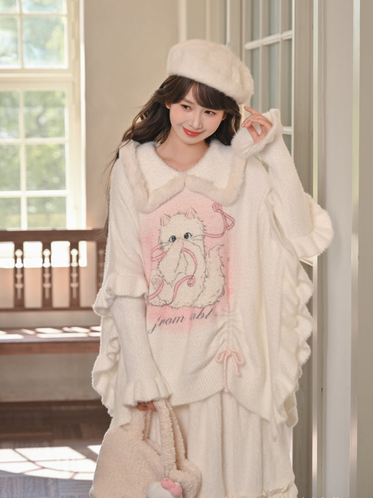 Angel Whiskers Ribbon Knit Sweater-ntbhshop