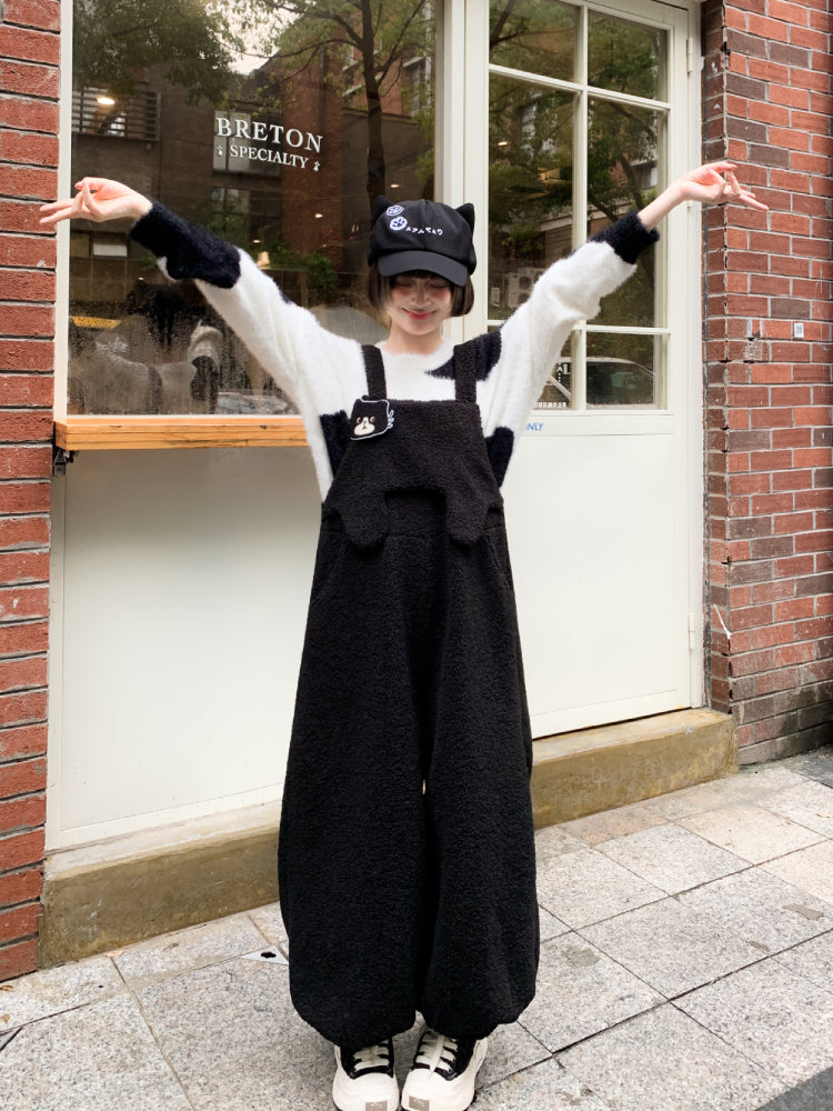 Black Kitten Sweater & Overall Pants-ntbhshop