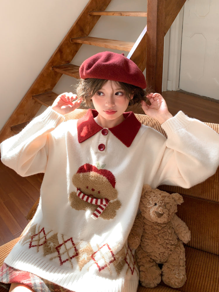 Snowy Gingerbread Bear Sweaters-ntbhshop