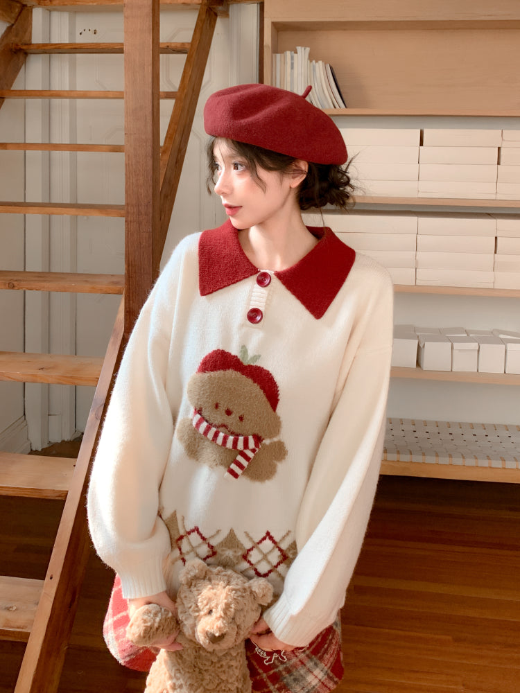 Snowy Gingerbread Bear Sweaters-ntbhshop