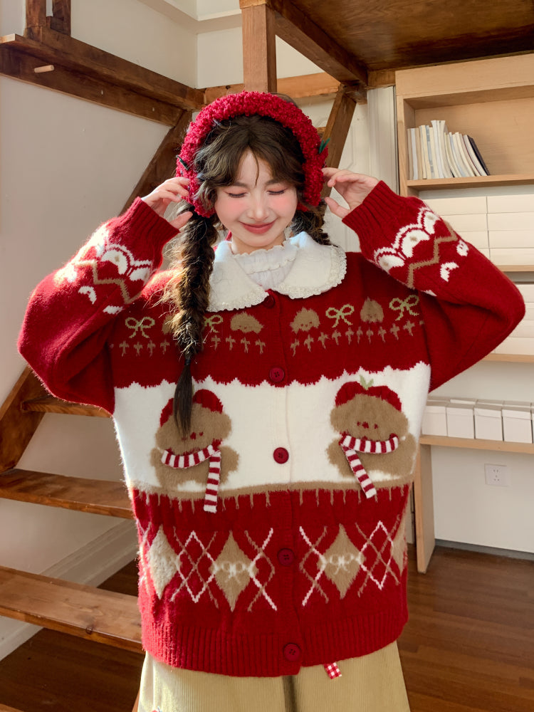 Snowy Gingerbread Bear Sweaters-ntbhshop