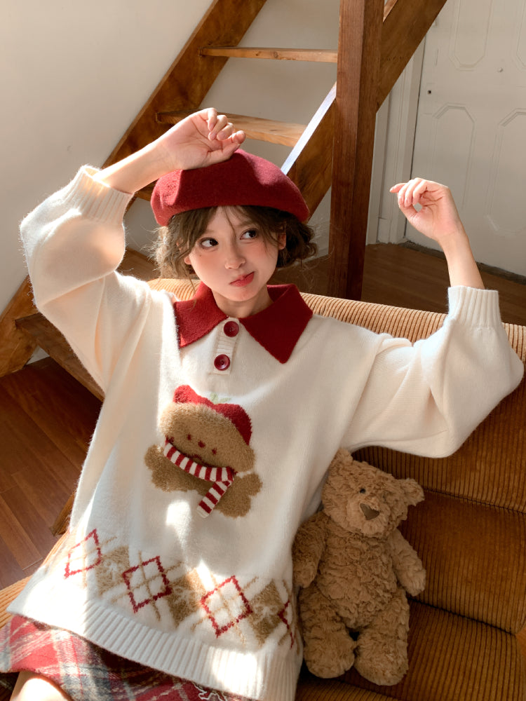 Snowy Gingerbread Bear Sweaters-ntbhshop