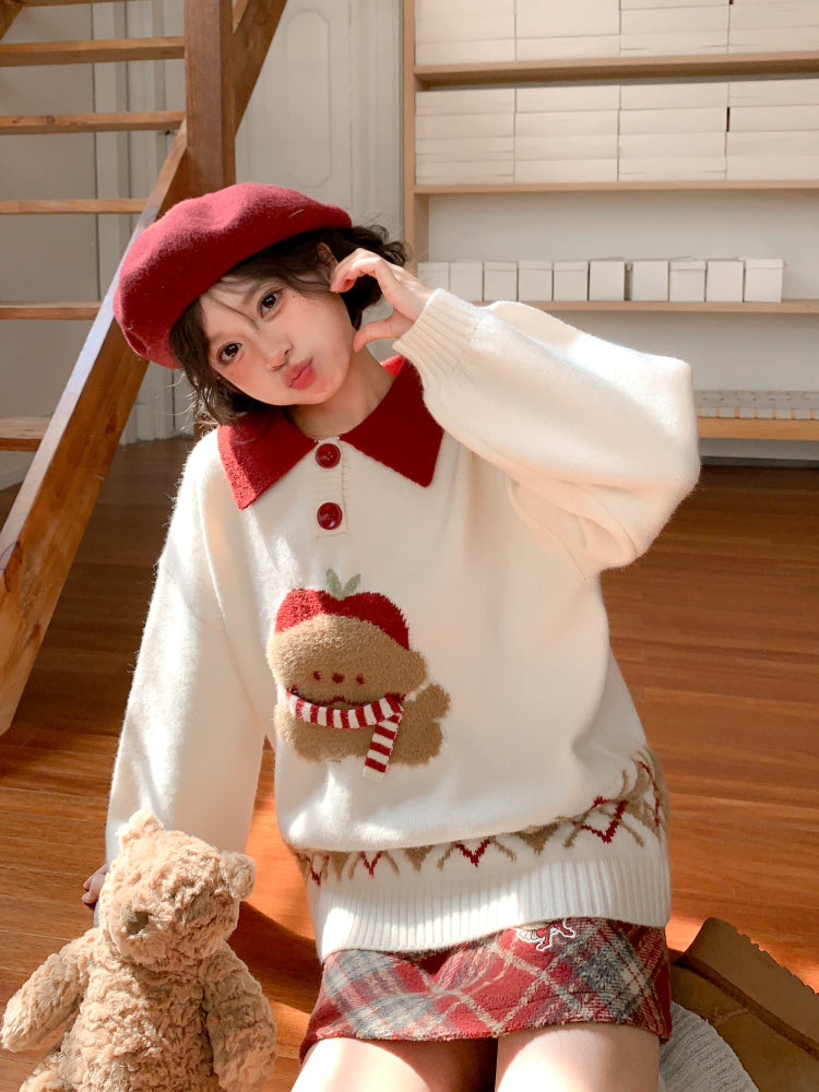 Snowy Gingerbread Bear Sweaters-ntbhshop