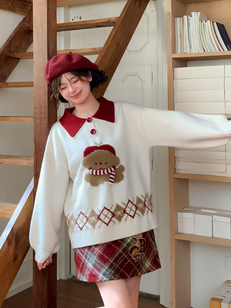 Snowy Gingerbread Bear Sweaters-ntbhshop