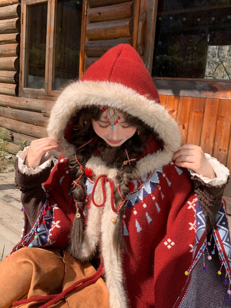 Hearthwind Jacquard Hooded Cape-ntbhshop