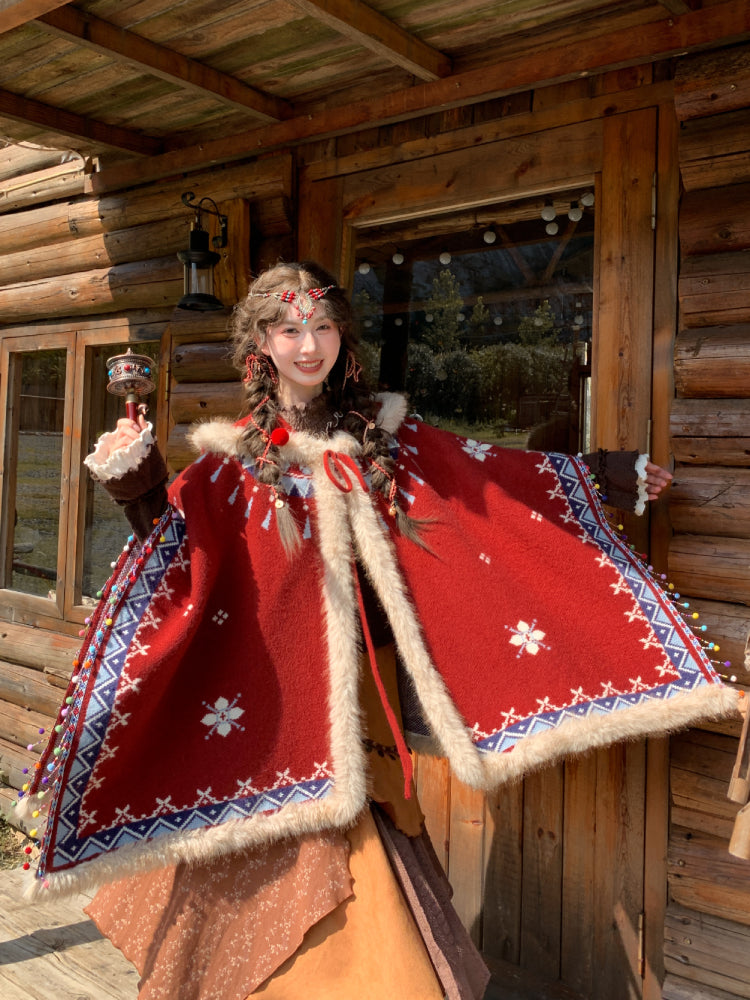 Hearthwind Jacquard Hooded Cape-ntbhshop