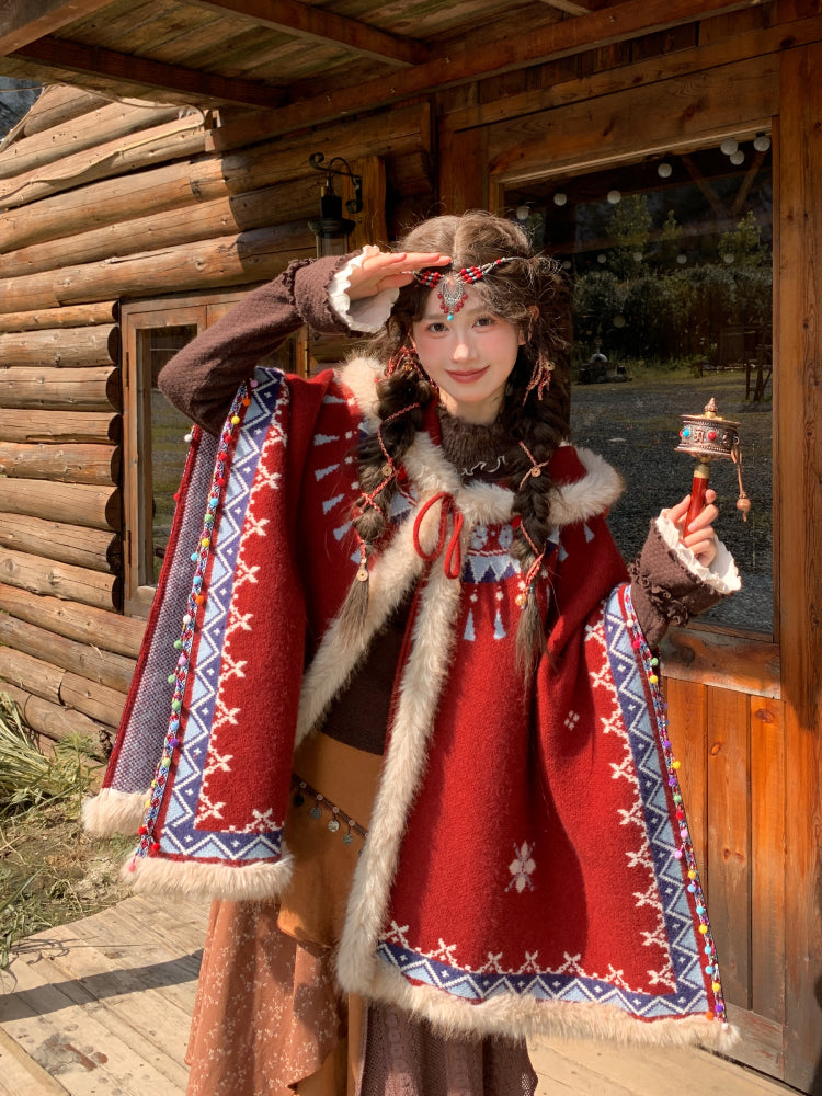 Hearthwind Jacquard Hooded Cape-ntbhshop