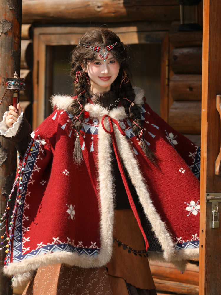 Hearthwind Jacquard Hooded Cape-ntbhshop