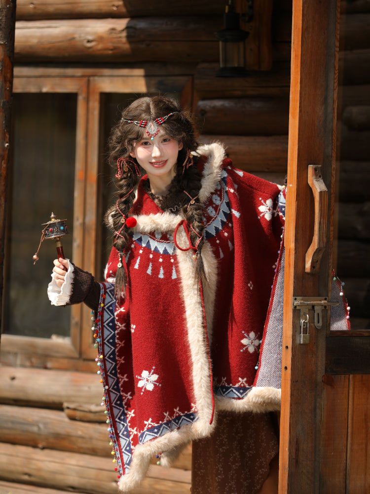 Hearthwind Jacquard Hooded Cape-ntbhshop