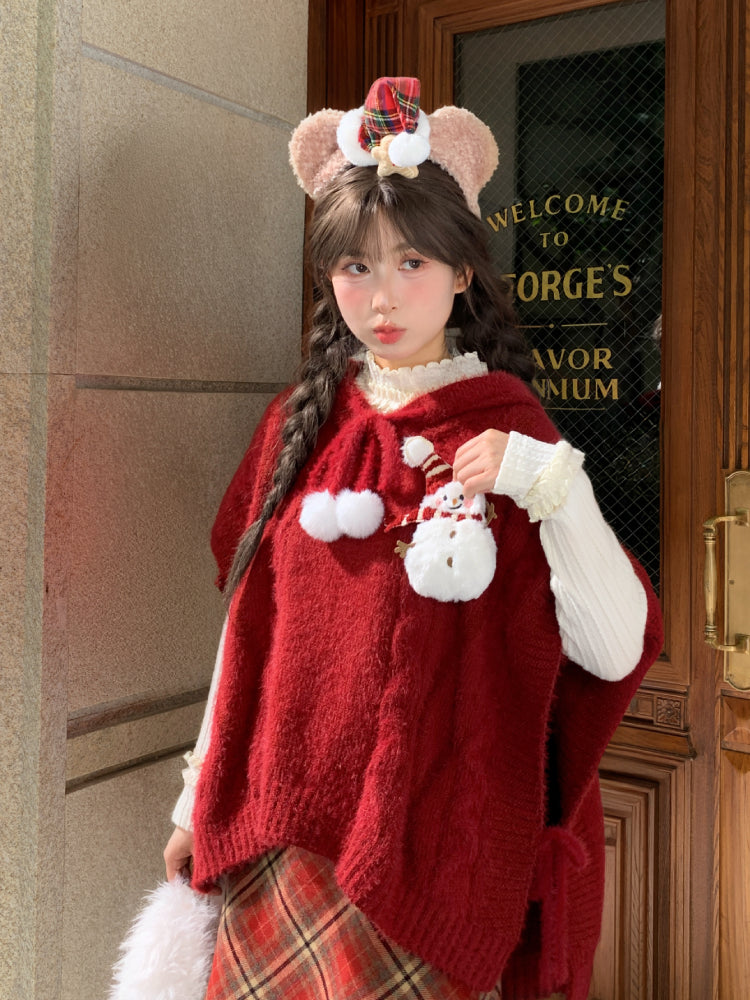 Snowman Cottage Knit Capes-Outerwear-ntbhshop