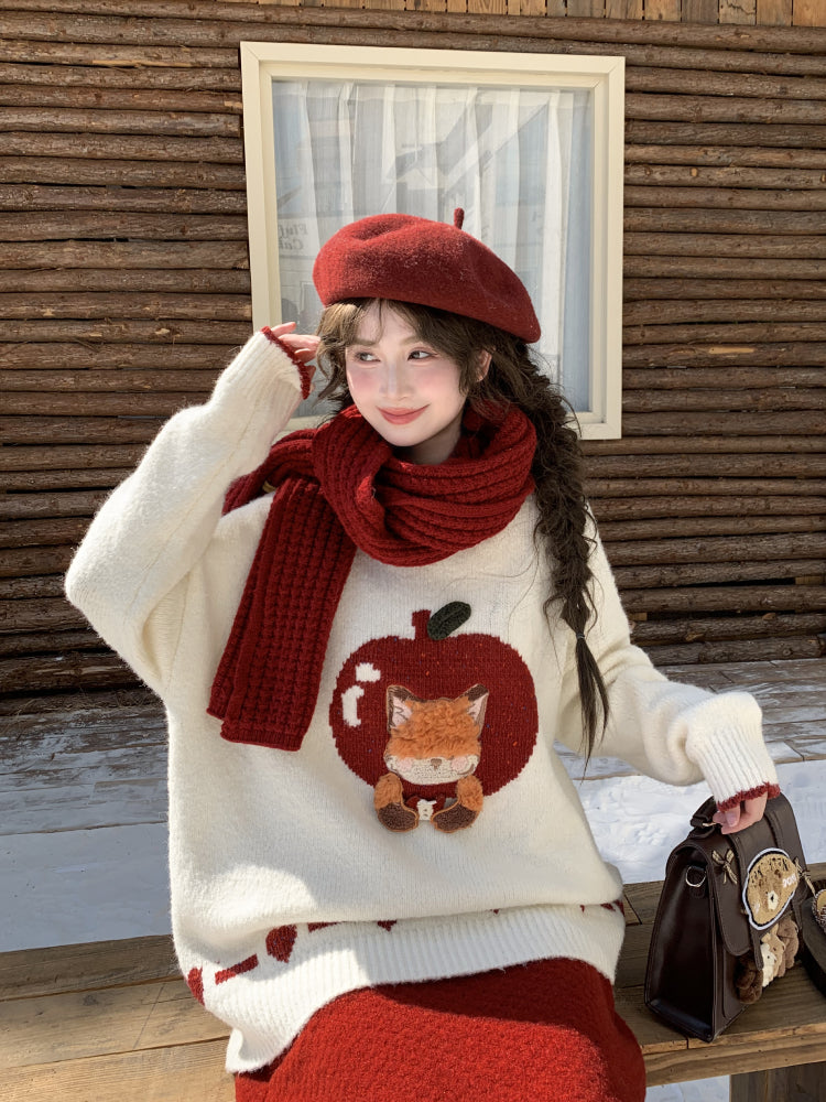 Apple Fox Cozy Orchard Knit Sweaters-ntbhshop