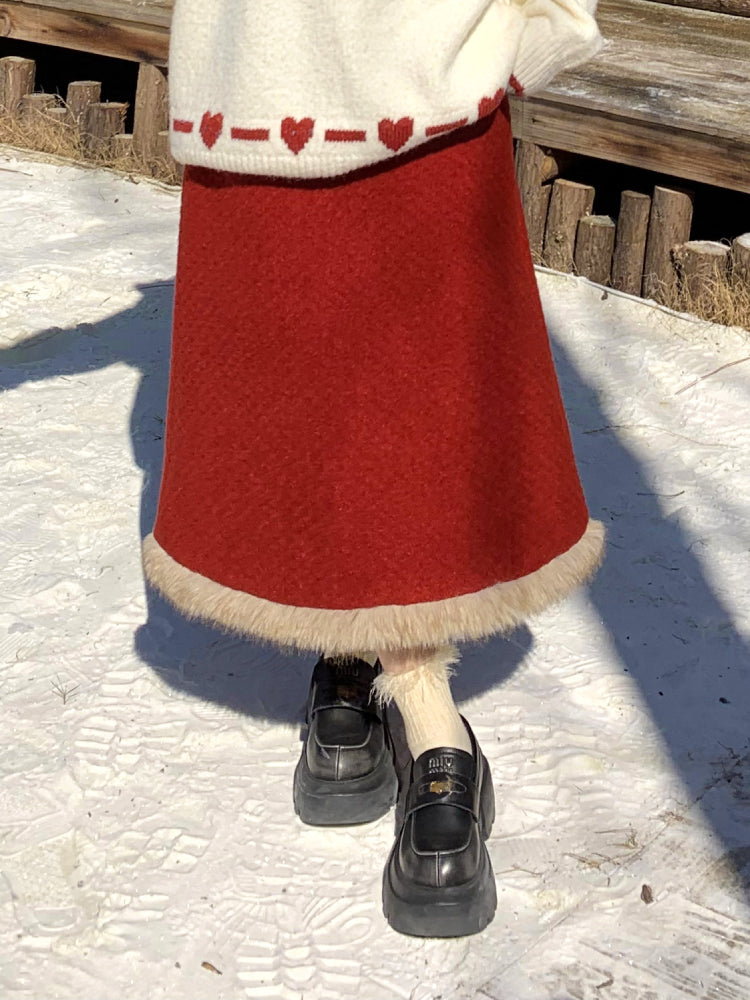 Cranberry Plush Hem Bell Skirts-ntbhshop